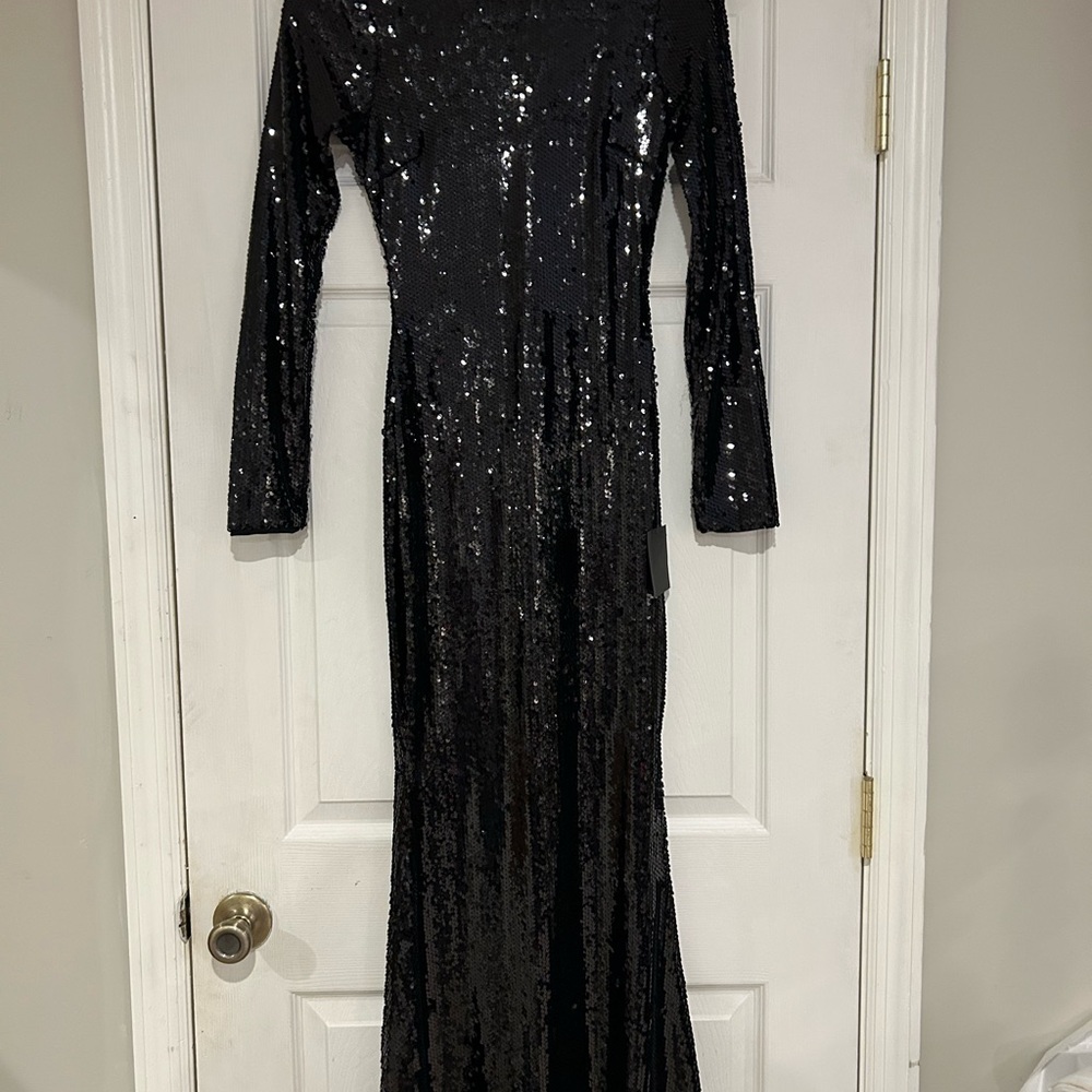 Lulu's Black Sequin Long Sleeve Dress